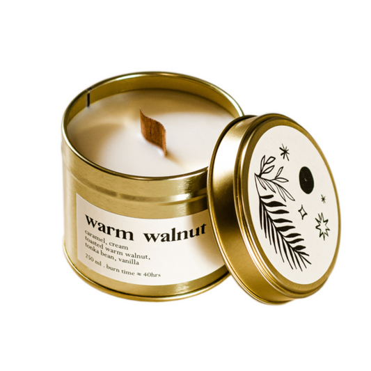 Warm Walnut Botanical Candle - Large with wood wick