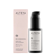 Alteya Bio Damascena Face Sunscreen with packaging on a white background