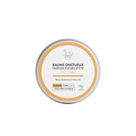 A round metal tin of Clémence et Vivien Mini Baume Onctueux Fleurs d'Été on a solid white background.