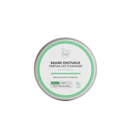 A round silver metal tin of Clémence et Vivien Mini Baume Onctueux — Lait d'Amande featuring a white and light green label, centered on a plain white background.