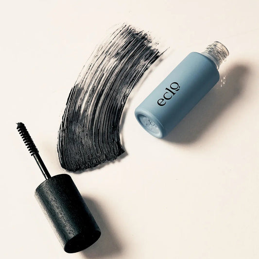 Eclo mascara Black shade swatch displaying texture on white background
