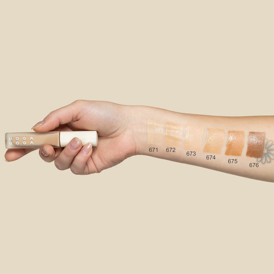 Uoga Uoga Invisible Hero concealer shade swatches on skin 