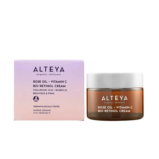 Alteya Luminous Rose Bio Retinol Cream with packaging on a white background