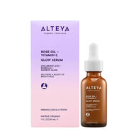 Alteya Luminous Rose Glow Serum with packaging on a white background