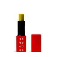 Uoga Uoga Matchaberry lip balm in red tube with green balm stick