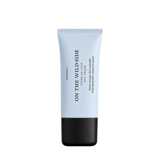 On the Wild Side Crème de Jour in a light blue PET tube with a black cap on a white background