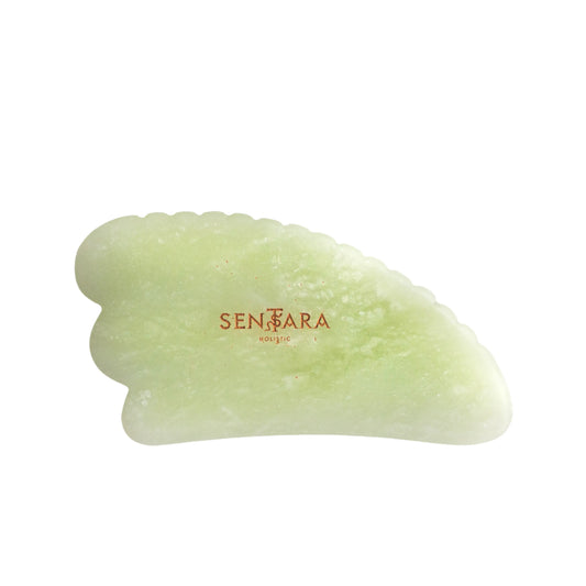 Horn-Shaped Textured Gua Sha – Green Jade