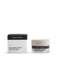 TEAM DR JOSEPH Hyaluronic Repair Booster Cream 50 ml glass jar beside its black and white outer box